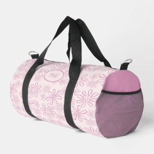 Monogrammed Vrouwelijk Roze Doodle Patroon op Blus Plunjezak