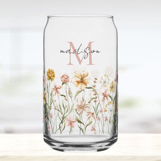 Monogrammed Watercolor Wildflower Meadow Floral