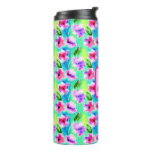 Monogrammed Waterverf Flowers Thermosbeker (Gedraaid links)