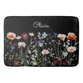 Monogrammed Waterverf Kleurrijke Wildflower Meadow Badmat (Voorkant)