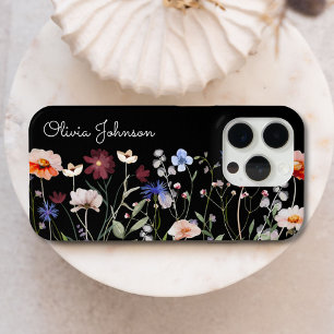 Monogrammed Waterverf Kleurrijke Wildflower Meadow iPhone 16 Pro Max Hoesje