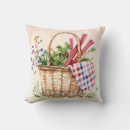 Monogrammed Waterverf Rode Rabarber & Kruiden Kussen