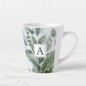 Monogrammed Waterverf rustieke salie groen Latte Mok (Rechts)