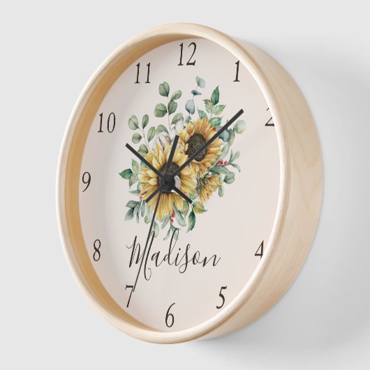 Monogrammed Waterverf rustieke zonnebloem (Hoek)