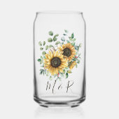 Monogrammed Waterverf  rustieke zonnebloem Blikvorm Glas (Voorkant)