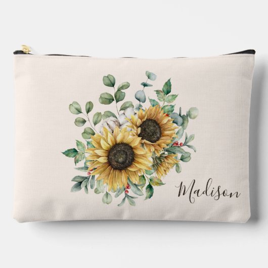 Monogrammed Waterverf rustieke zonnebloem Etui (Voorkant)