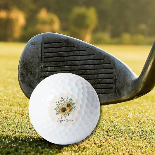 Monogrammed Waterverf rustieke zonnebloem Golfballen