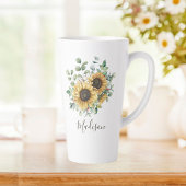Monogrammed Waterverf  rustieke zonnebloem Latte Mok