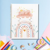 Monogrammed Waterverf Schattige Regenboog Kinderen Planner