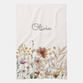 Monogrammed Waterverf Wildflower  Bloemen Theedoek (Verticaal)