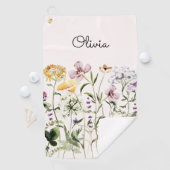 Monogrammed Waterverf Wildflower Garden Golfhanddoek (Insitu)
