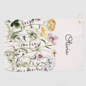 Monogrammed Waterverf Wildflower Garden Golfhanddoek (Horizontaal)