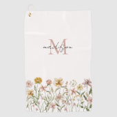 Monogrammed Waterverf Wildflower Meadow Floral Golfhanddoek (Voorkant)