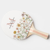 Monogrammed Waterverf Wildflower Meadow Floral Tafeltennisbatje (Zijkant)