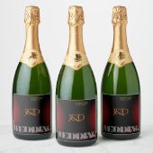 Monogrammed Wedding Food and Beverage Label Set Sparkling Wijnetiket (Flessen)