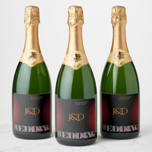 Monogrammed Wedding Food and Beverage Label Set Sparkling Wijnetiket (Flessen)