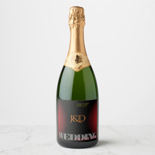 Monogrammed Wedding Food and Beverage Label Set Sparkling Wijnetiket (Voorkant)