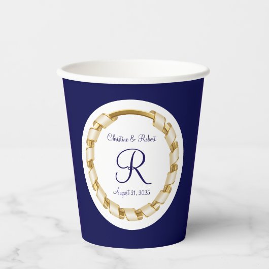 Monogrammed Wedding paper cups Papieren Bekers (Voorkant)