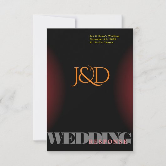 Monogrammed Wedding Response Kaart (Voorkant)