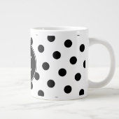 Monogrammed White en Black Polka Dots Jumbo Beker (Rechts)