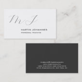 Monogrammed White Grey Personal Trainer Modern Visitekaartje (Voorkant / Achterkant)