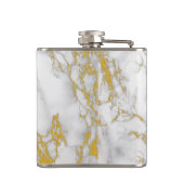 Monogrammed White Marble Stone Gold Accent Heupfles (Achterkant)