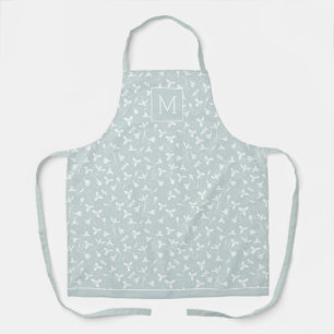 Monogrammed White Snowdrop Pattern. Pastel Green Schort