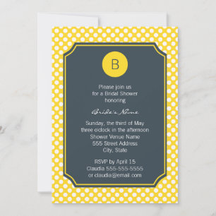 Monogrammed White, Yellow and Charcoal Polka Dot Kaart