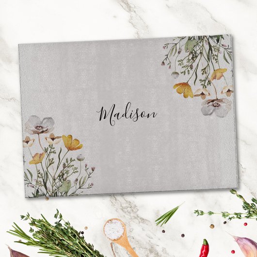 Monogrammed  Wildflower Boeket Snijplank