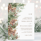 Monogrammed Winter Bruiloft Kaart