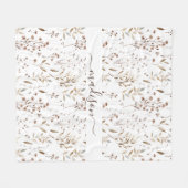 Monogrammed Winter Bruin Gedroogde Bloem en Blader Fleece Deken (Voorkant (Horizontaal))
