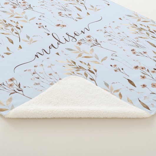 Monogrammed Winter Bruin Gedroogde Bloemen Botanis Sherpa Deken (3/4)