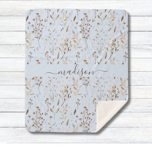 Monogrammed Winter Bruin Gedroogde Bloemen Botanis Sherpa Deken