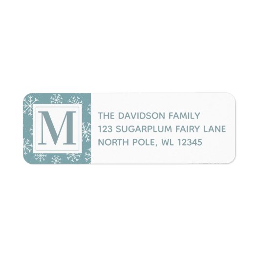 Monogrammed Winter Sneeuwvlokken Etiket (Voorkant)