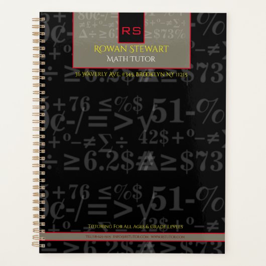 Monogrammed-Wiskunde-aanvalspanner Planner (Voorkant)