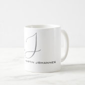 Monogrammed Wit Grijs Persoonlijk Douane Modern Koffiemok (Voorkant rechts)