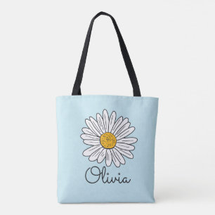 Monogrammed Witte Daisy Floral Draagtas
