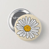 Monogrammed Witte Daisy Floral Ronde Button 5,7 Cm (Voorkant /achterkant)
