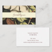 Monogrammed Witte Magnolia Bloemen Visitekaartje (Voorkant / Achterkant)