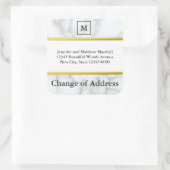 Monogrammed Witte Marmer Kijk Verandering van Adre Vierkante Sticker (Tas)