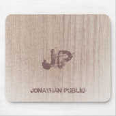 Monogrammed Wood Kijk Trendy Elegant Sjabloon Muismat (Voorkant)