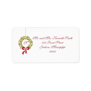 Monogrammed Wreath - Return Address Label