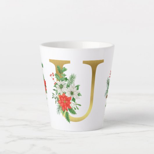 Monogrammed Xmas Latte Mok-Gouden Letter Latte Mok (Voorkant)