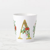 Monogrammed Xmas Latte Mug – Elegant Gold Letter Latte Mok (Voorkant)