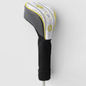 Monogrammed Yellow and Grey Floral Golfheadcover (Schuin)