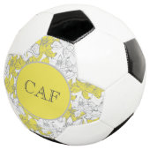 Monogrammed Yellow and Grey Floral Voetbal (Drie kwart)