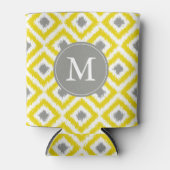 Monogrammed Yellow and Grey Ikat Diamonds Pattern Blikjeskoeler (Voorkant)