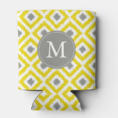 Monogrammed Yellow and Grey Ikat Diamonds Pattern Blikjeskoeler (Achterkant)