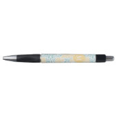 Monogrammed Yellow en Mint Floral Damask Pen (Voorkant)