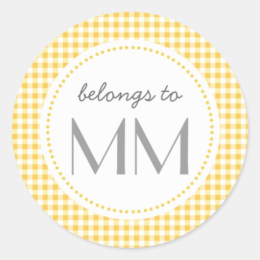 Monogrammed Yellow Gingham - DIY Labels (Voorkant)
